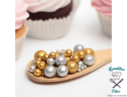 ДРАЖЕ ЗЕРНОВОЕ в цветной кондитерской глазури ""Блеск" (Золото, Серебро) №708, 50 гр