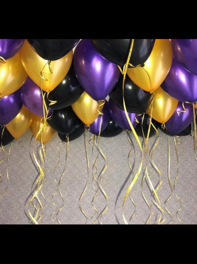 Набор шаров под потолок фиолетовые, золотые, черные