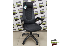 Кресло Гелакси LUX кож.зам. черн./тк.Прогресс.черн./NEO-28 черн.,мех.LUX рез.рол.