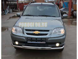 Защита переднего бампера (радиус) d60/42 для Chevrolet Niva 2010-