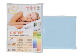 Простыня Cleo трикотажная на резинке 90х200х20 (голубой) 90/006