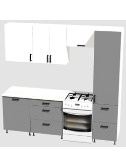 Кухня Эконом 1,8 метра с колонкой (1300х500) Цвет: Белый/Базальт