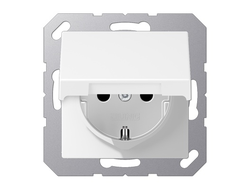 Розетка с заземлением 16А 250V с крышкой, цвет матовый белый - A - Jung A1520BFKLWWM