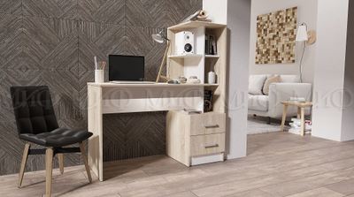 Стол компьютерный №2 1200х1302х500мм Дуб сонома/белый Миф