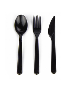 Комплект №3 черный (вилка, ложка, нож) (500шт/кор)