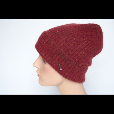 Красная шапка вязаная одинарная с отворотом Vizio Италия 8052 CRYO