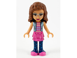 Friends Olivia Nougat - Dark Pink Skirt and Dark Blue Leggings, Dark Pink Top with Blue Jacket, n/a (frnd370)