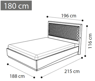 Кровать "rombi" с подъёмным механизмом 180х200 см (Nabuk 11)
