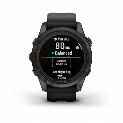 Умные часы Garmin Fenix 7S PRO Sapphire Solar титановый угольно-серый DLC с силиконовым ремешком