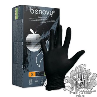Перчатки черные нитр. "BENOVY"  XL