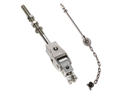 Шарнирный подвес для качелей гнездо KBT повышенной прочности, сквозной, нерж. сталь (длина болта 220 мм), со страхующим элементом, арт. 817.002.020.001