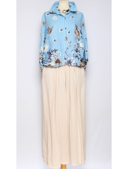 Юбка-брюки "Лён широкие палаццо" молочные р.48-54