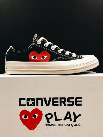 кеды converse play comme des garcons черные низкие с сердечком