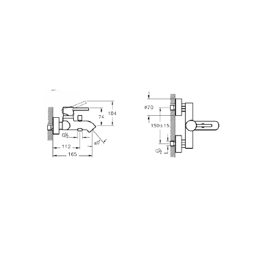 Смеситель  для ванны и душа VitrA Minimax S, A41994EXP