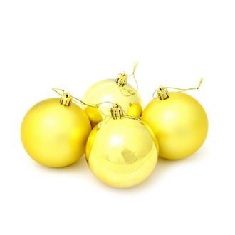 Набор из 4-х пластиковых шаров,  8 см, цвет-золотой 37846