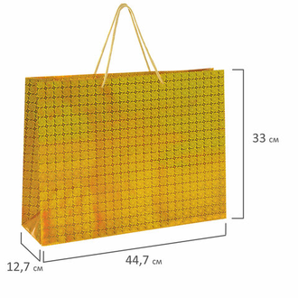 Пакет подарочный 44,7x12,7x33 см, ЗОЛОТАЯ СКАЗКА голография, ассорти 3 цвета, 606609, 12 шт.