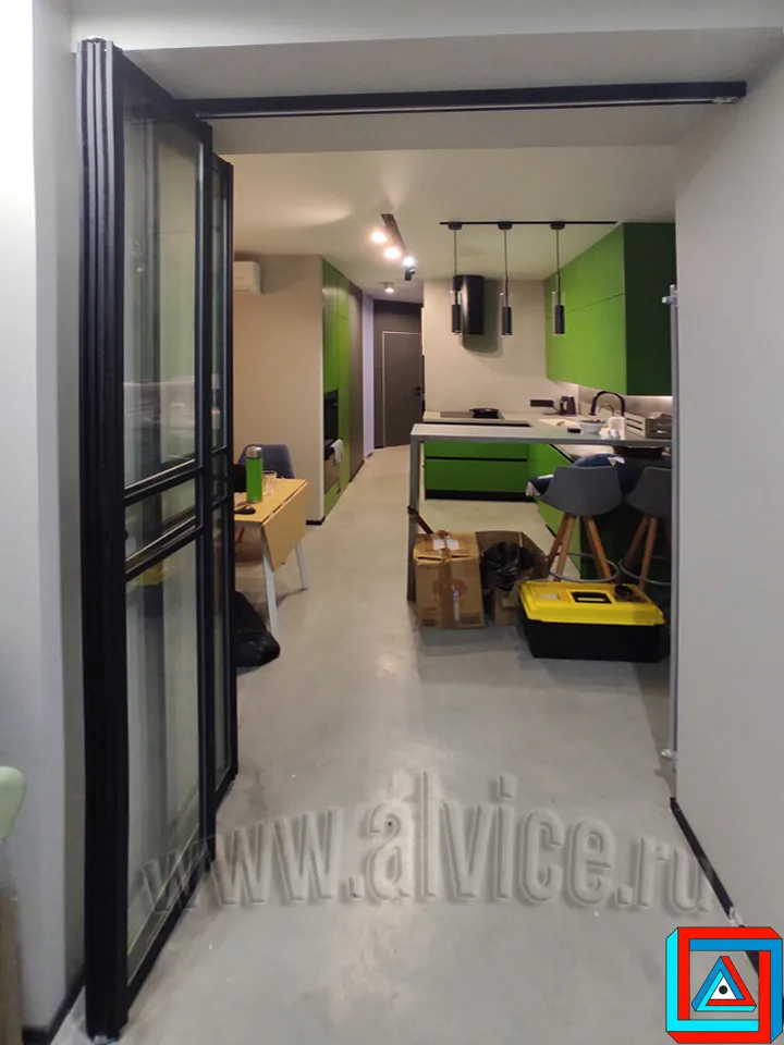 Максимально свободный проем при сложенных створках