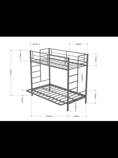 Двухъярусная кровать-диван Дакар 1 Серый (вставки Дуб молочный)
