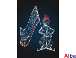 Светодиодная 3Д фигура Снеговик c  флагом