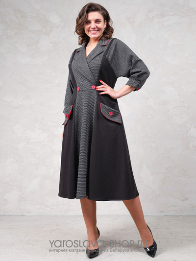 Элегантное женское платье в черно-сером цвете
