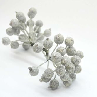 Ягодки сахарные цвет серебро  8 мм, 10 нитей -20 ягодок