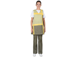 Комплект "СИРИУС-ГАЛАТЕЯ" женский: фартук, брюки оливковый с желтым