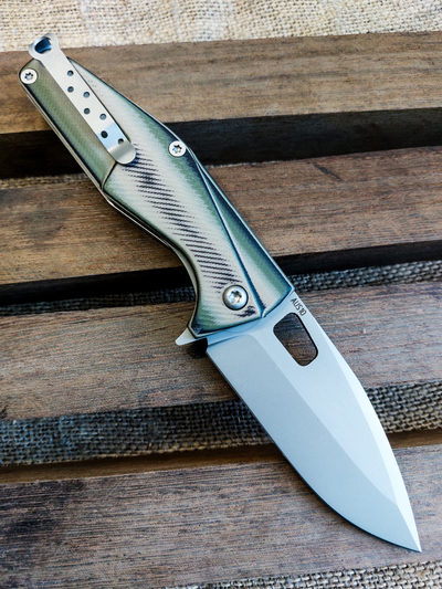 Складной нож URAN 0 сталь AUS 10,  рукоять G10, цвет  тайга