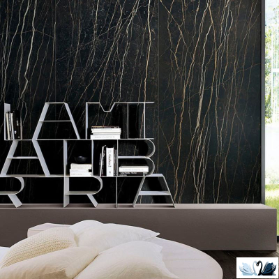 Керамогранит FMAX Black Gold 6mm glossy 120x270 см черный