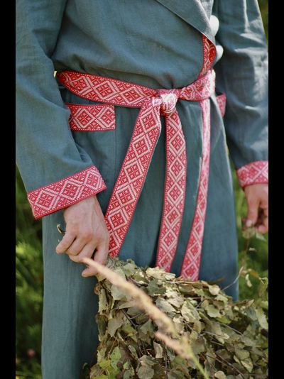 Халат для бани из крапивы "Легкий Пар" зеленый с капюшоном