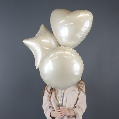Шар (18''/46 см) Сердце, Кремовый, Сатин