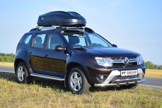 Защита порогов с алюм. площадкой 51мм «Эстонец» (НПС) RENAULT Duster 2012-20/ NISSAN Terrano 2014-