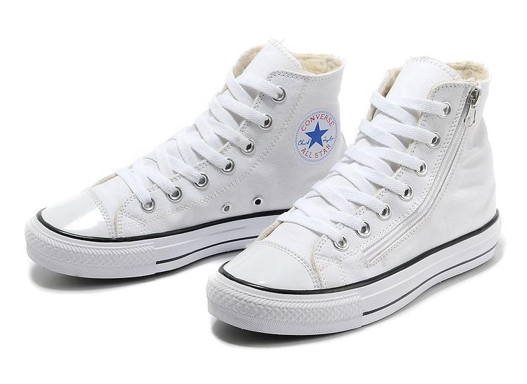 Зимние кеды Converse All Star белые на молнии