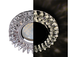 Светильник встраиваемый Ecola MR16 GU5.3 LD1661 Стекло Круг стразы Гребенка подсветка 4K Хром-зерк. 42x95 SK16RCEFB