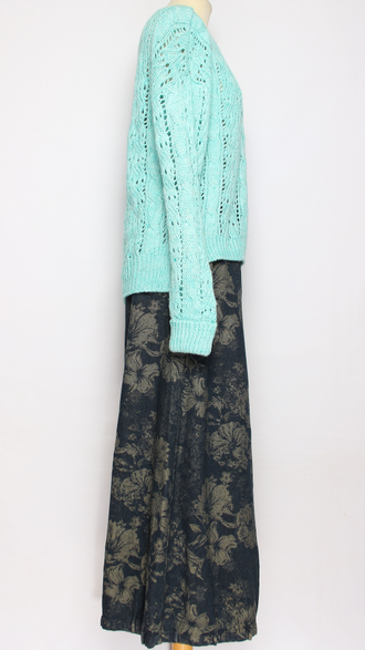 ДЖЕМПЕР "АЖУРНЫЙ" джинс, бирюзовыйр.44-48