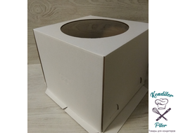 Коробка для торта с окном 240*240*220 мм, усиленная