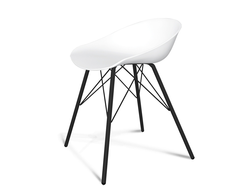 Аренда стул-табурет сидение белый пластик / ножки черный металл