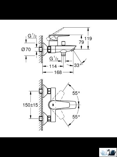 Набор смесителей Grohe BauEdge (для ванной 23604001, для раковины 23330001, душевой гарнитур 27926003 с лейкой, штангой и полочкой)