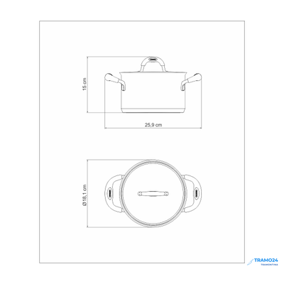 TRAMONTINA DUO SILICONE КАСТРЮЛЯ - 1.85 Л. С МЕТАЛЛИЧЕСКОЙ КРЫШКОЙ - 62484/160