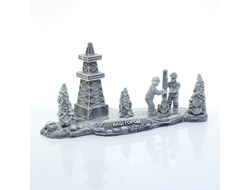 НЕФТЯНИКИ ЗА РАБОТОЙ НА ФОНЕ БУРОВОЙ 2.ОПТ