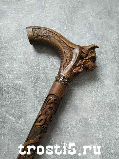 Резная красивая трость с рысью "Рысь Резная"