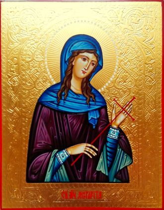 Маргарита (Марина) Антиохийская, святая великомученица. Рукописная икона.