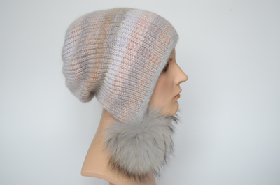 Вязаная шапка ушанка с помпонами Италия Визио 1009