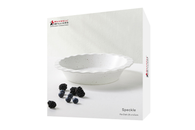 Форма для запекания  круглая, 25 см, молочная в крапинку