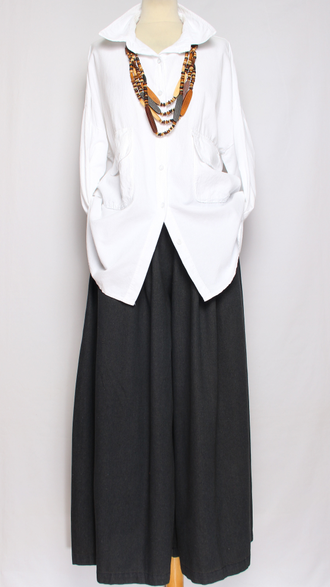 Рубашка Бохо вельветовая"КАРМАНЫ КЛАПАНЫ"  белая до р.54