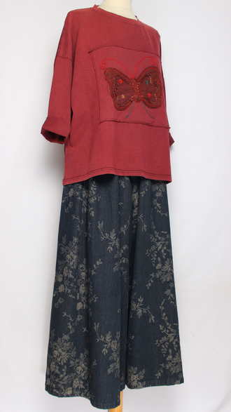 Джемпер ХЛОПОК "Бабочка винтаж" малахит, малина до р.52