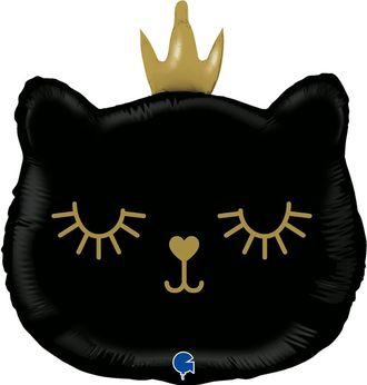 Голова кошки в короне черная (размер 66 см)