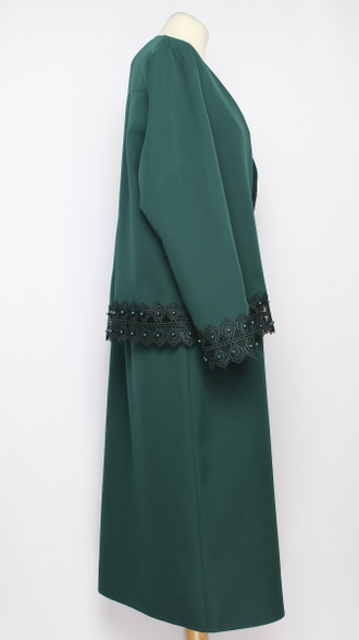 КОСТЮМ  "ДВОЙКА1" платье и жакет малахит р.48-54