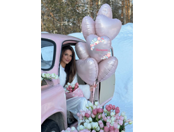 Фонтан из 10 фольгированных сердец