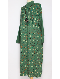 ПЛАТЬЕ БОХО хлопок "ПРОВАНС РУКАВ РЕЗИНКА" малахит р.52-56