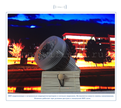 WiFi видеоняня/телекамера (в виде лампы накаливания, цоколь Е27)  с DVR , Full HD 5Mp (Pro iCam)